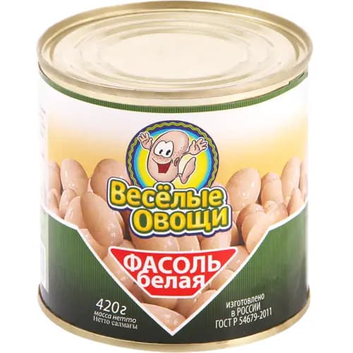 Фасоль консервированная Весёлые овощи белая, 420 г
