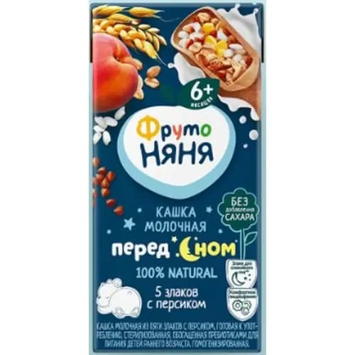 Каша 5 злаков Фруто Няня молочная с персиком, 200 мл