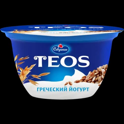 Йогурт греческий Teos злаки с клетчаткой льна, 2%, 140 г