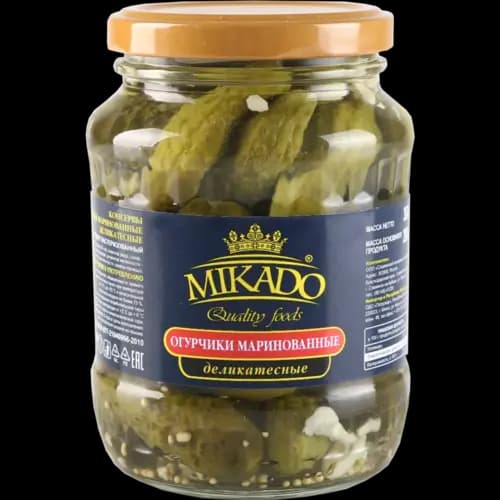 Огурцы Mikado консервированные деликатесные, 370 мл