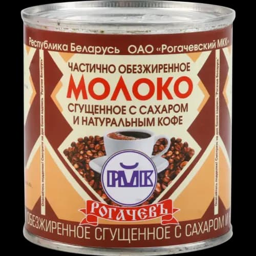 Молоко сгущенное Рогачевъ с сахаром и натуральным кофе, 7%, 380 г