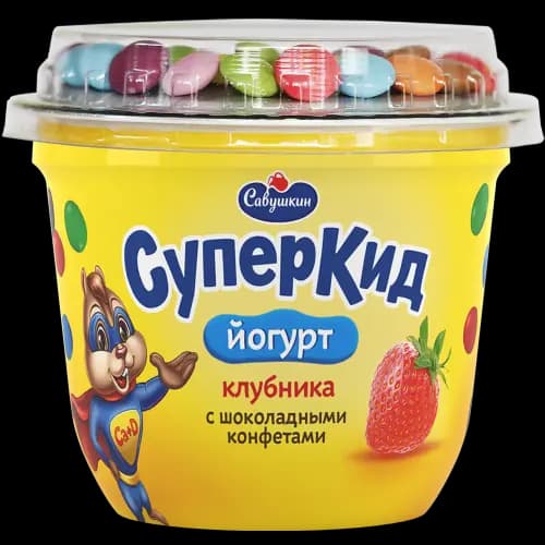 Йогурт СуперКид клубника-конфеты, 103 г