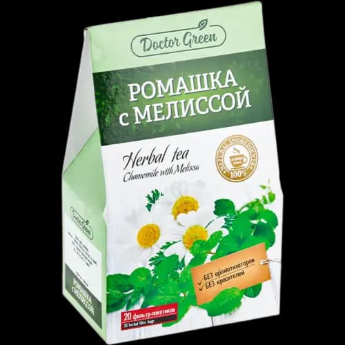 Чай травяной Doctor Green ромашка с мелиссой, 20x1 г
