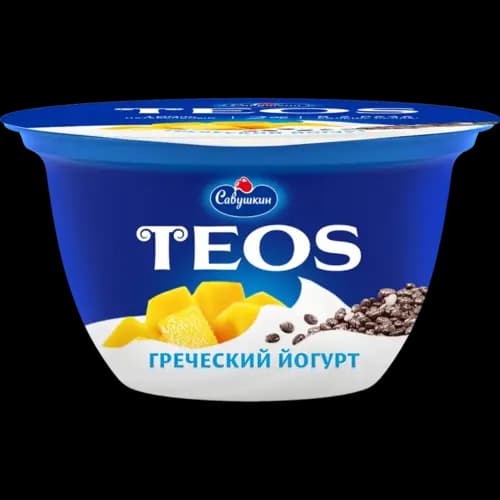 Йогурт греческий Teos манго-чиа, 2%, 140 г