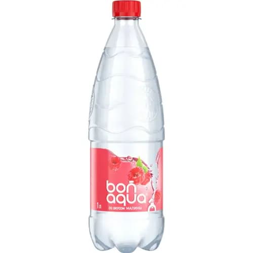 Вода питьевая Bonaqua газированная, со вкусом малины, 1 л