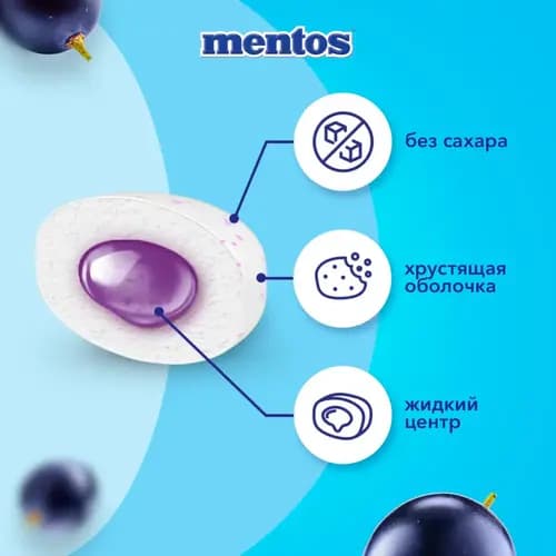 Жевательная резинка Mentos со вкусом винограда, 54 г 2