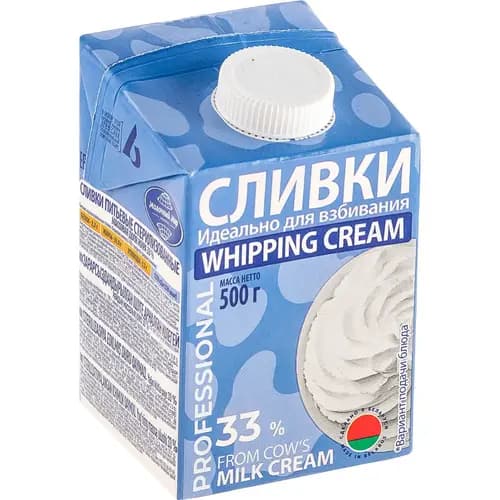 Сливки Молочный мир питьевые стерилизованные, 33%, 0.5 л